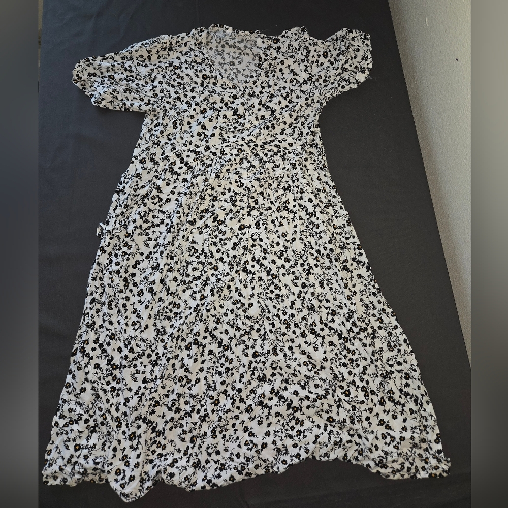 Floral Black and White Dress